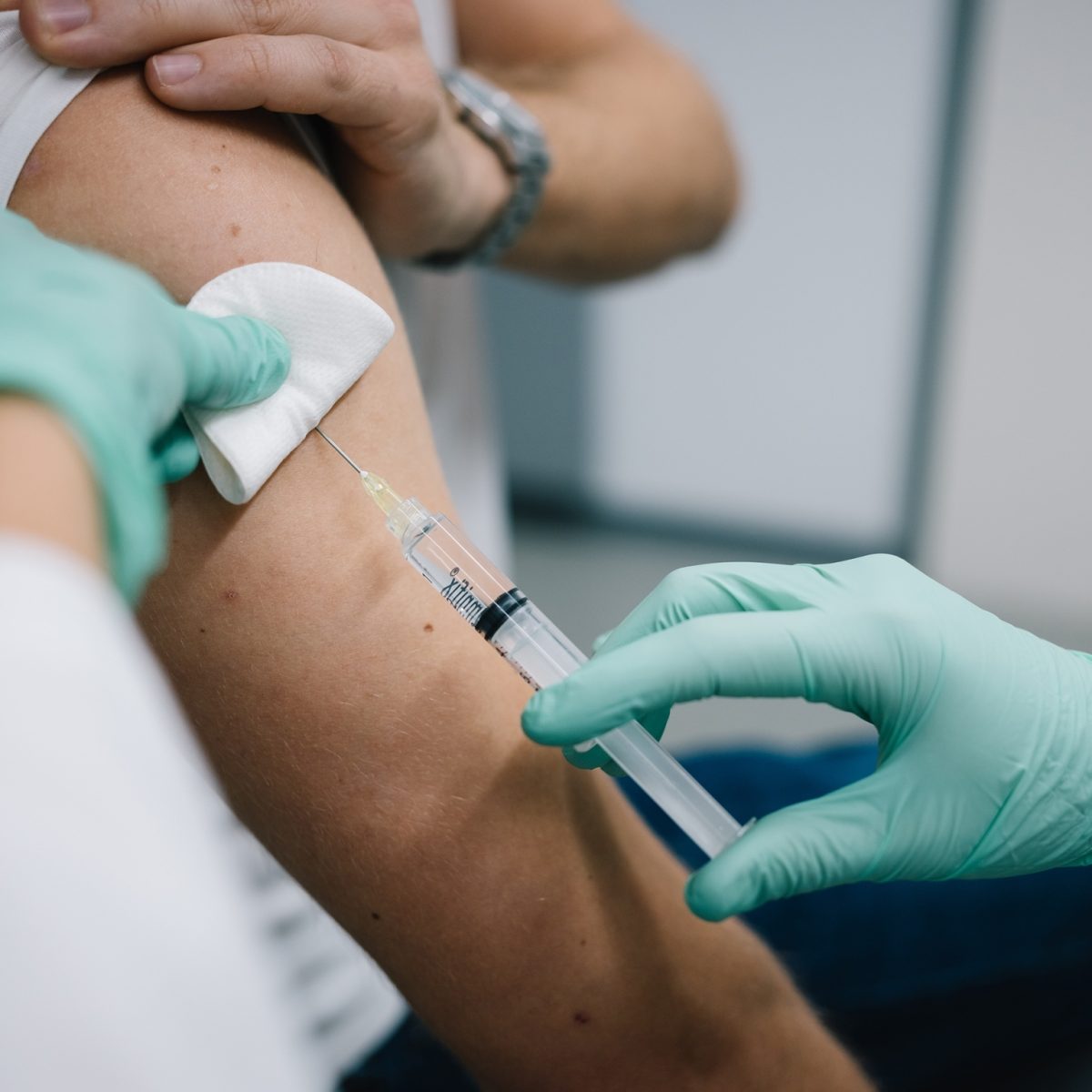 Provider administering shot